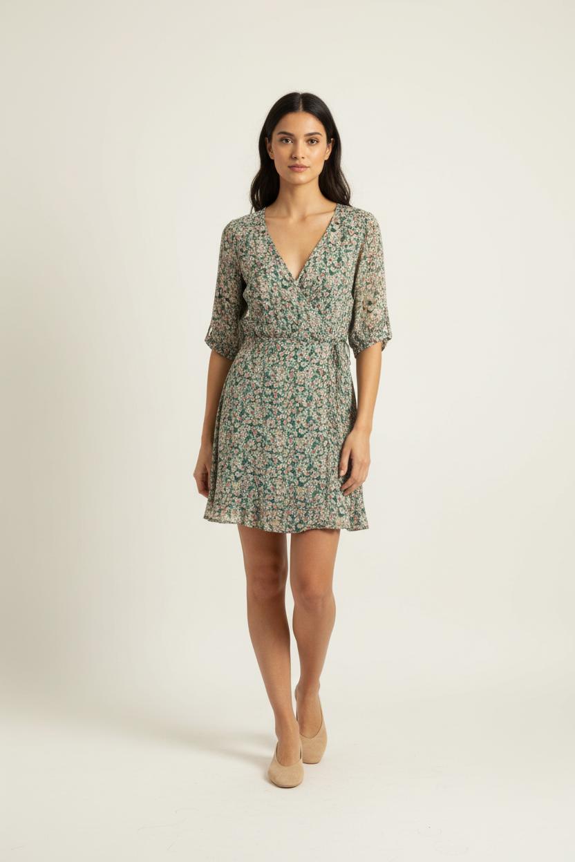 Robe Fleurie Verte - Taille S/36 de la marque La Petite Etoile | PARAD87260 - Vendu par Paradigme - Image 1