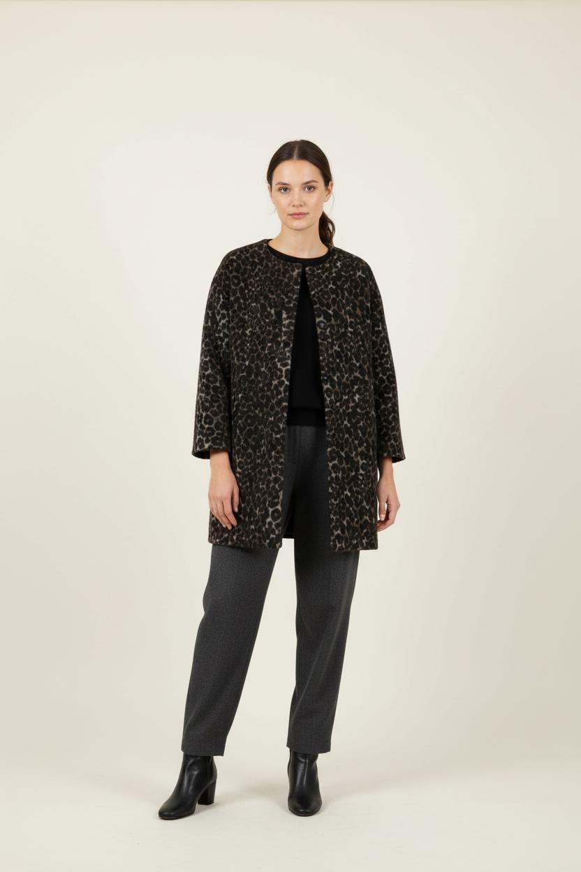 Manteau Léopard Marron et Noir - Taille M/38 de la marque Suncoo | PARAD87261 - Vendu par Paradigme - Image 1
