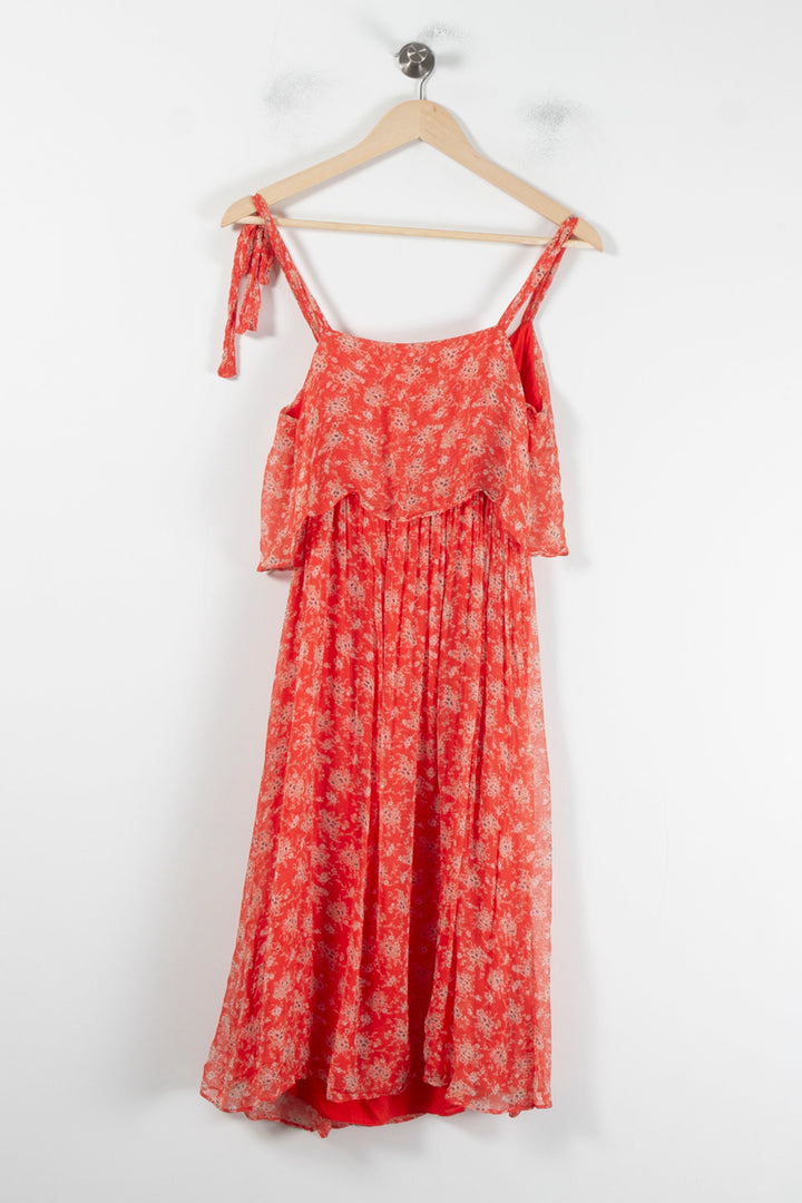 Robe Fleurie Rouge - Taille S/36 de la marque Sézane | PARAD87265 - Vendu par Paradigme - Image 4