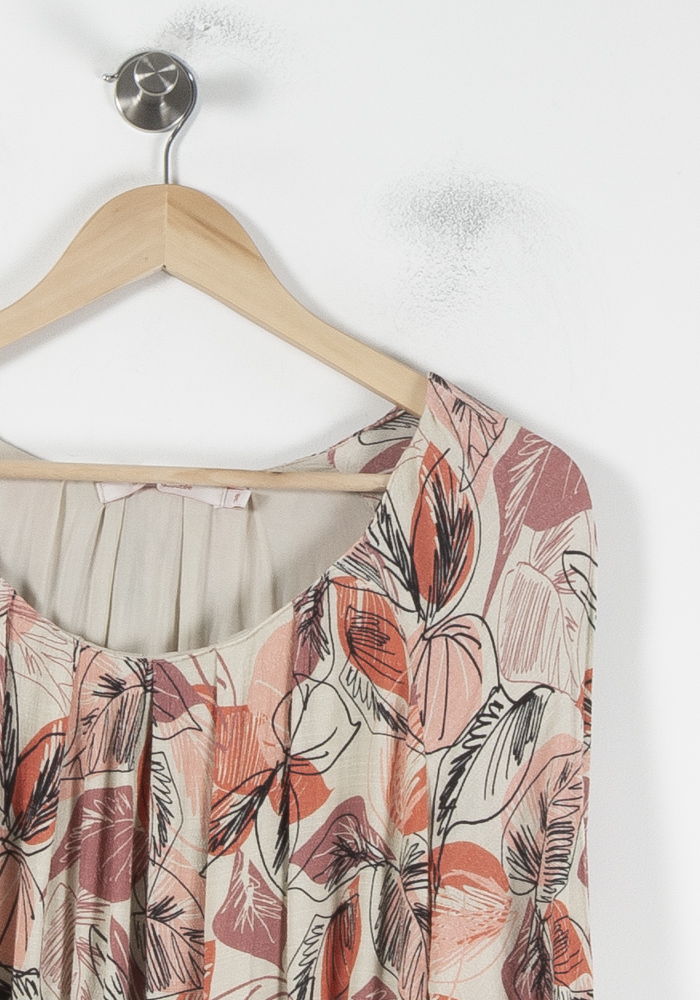 Robe Fleurie Rose et Beige - Taille M/38 de la marque La Fée Maraboutée | PARAD87354 - Vendu par Paradigme - Image 3