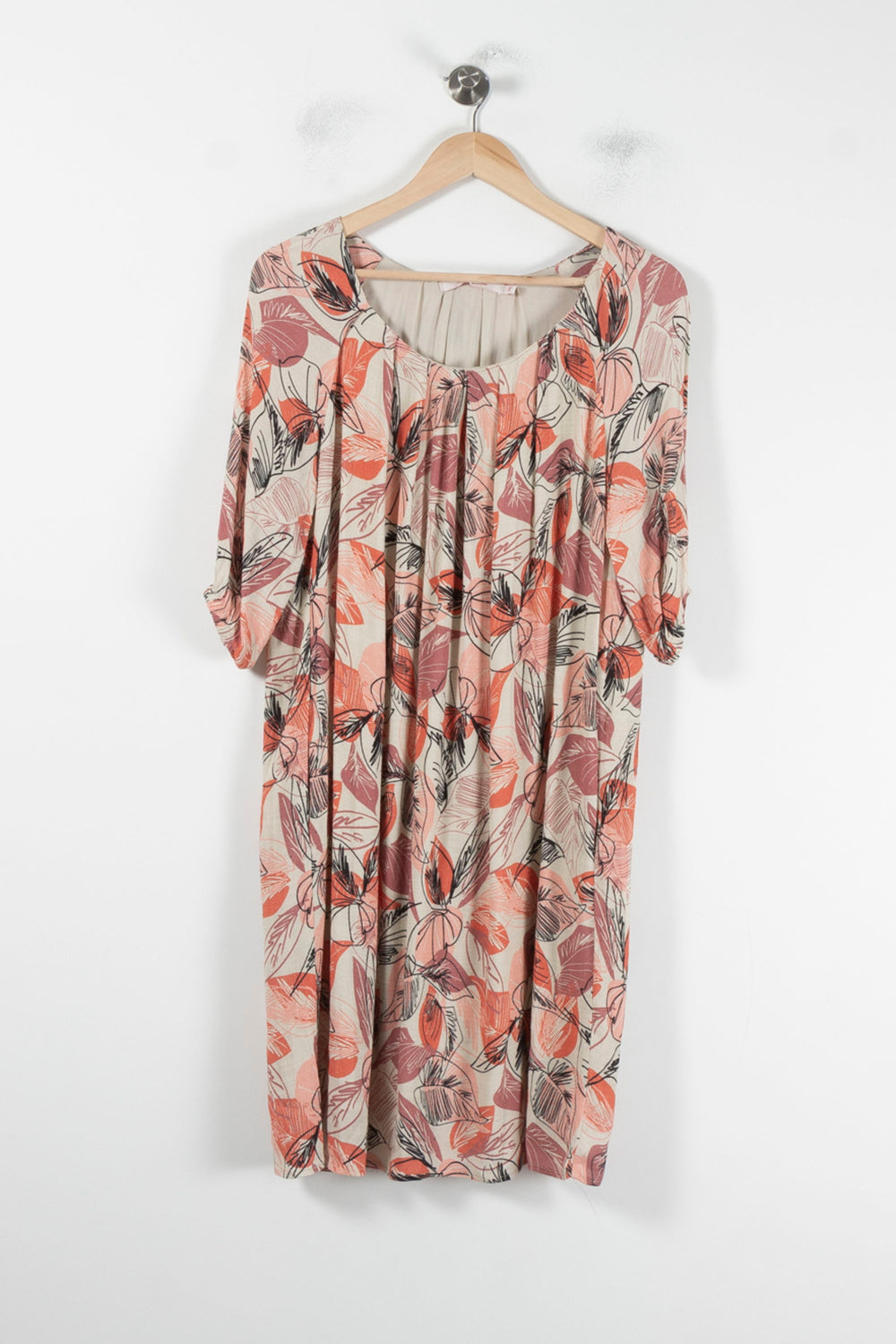 Robe Fleurie Rose et Beige - Taille M/38 de la marque La Fée Maraboutée | PARAD87354 - Vendu par Paradigme - Image 2