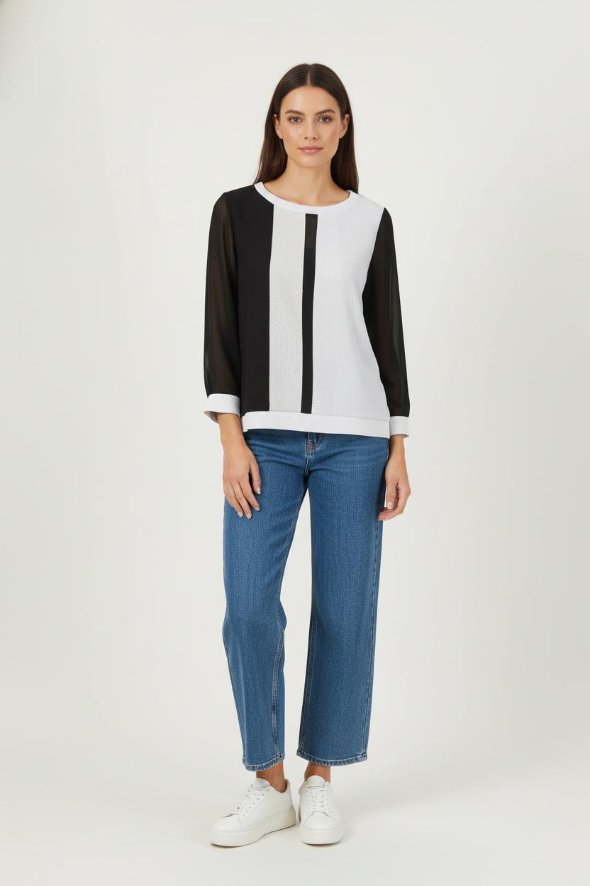 Blouse Noire et Blanche - Taille L/40 de la marque Sandro | PARAD87361 - Vendu par Paradigme - Image 1