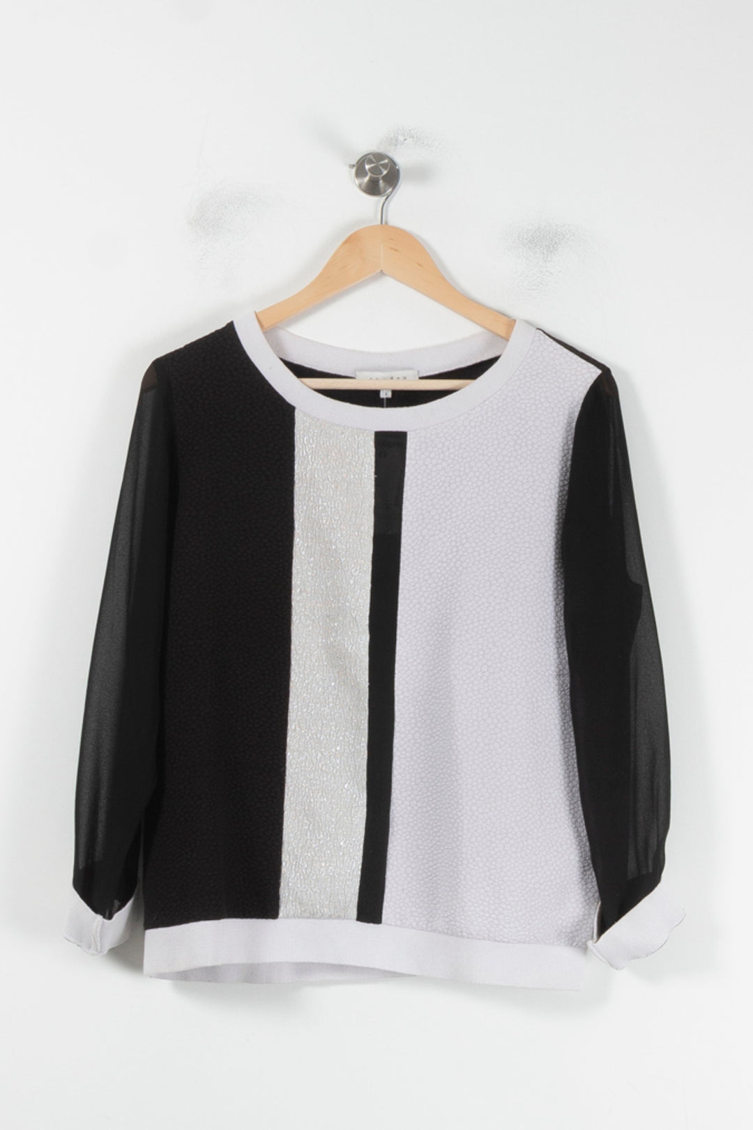 Blouse Noire et Blanche - Taille L/40 de la marque Sandro | PARAD87361 - Vendu par Paradigme - Image 2