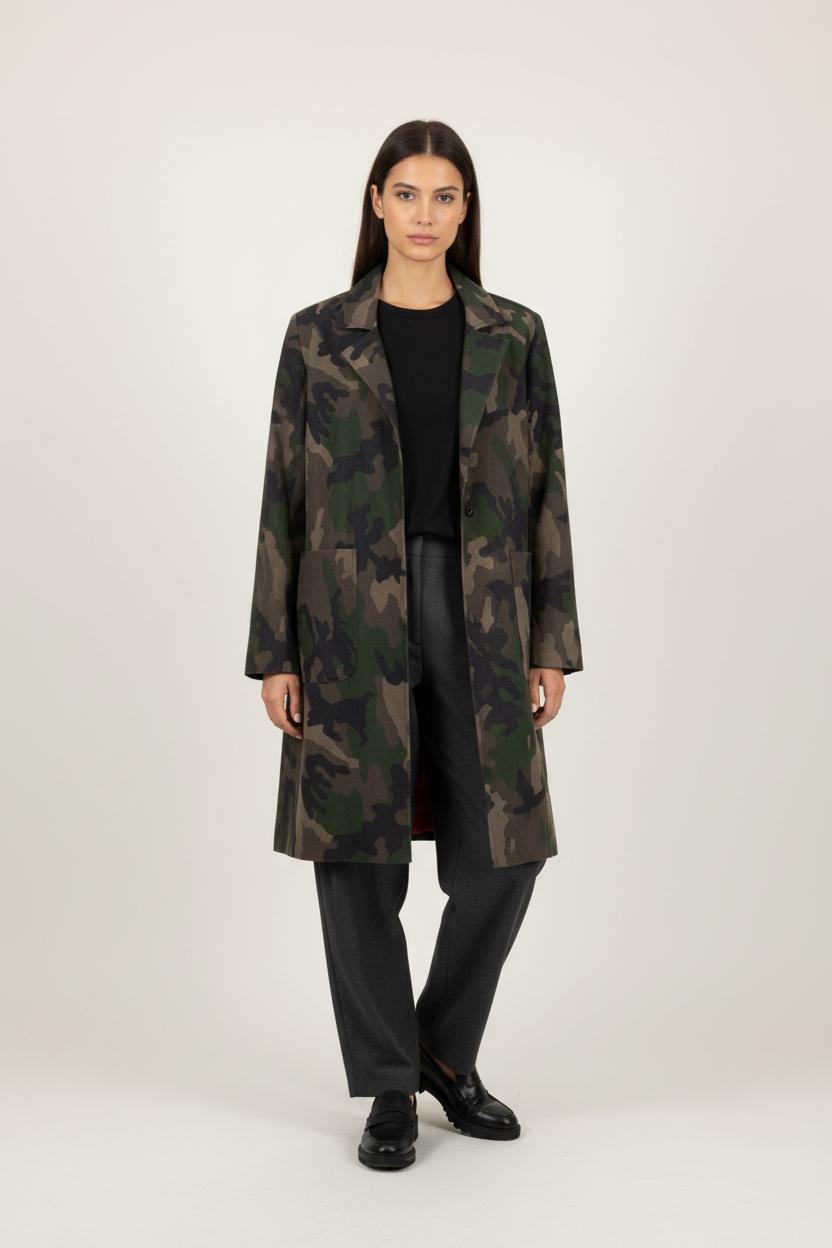Manteau Camouflage Vert et Kaki - Taille S/36 de la marque Essentiel Antwerp | PARAD87365 - Vendu par Paradigme - Image 1