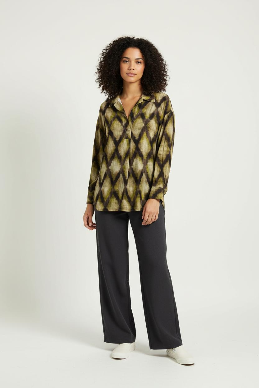 Chemise Verte et Marron - Taille S/36 de la marque La Fée Maraboutée | PARAD87388 - Vendu par Paradigme - Image 1