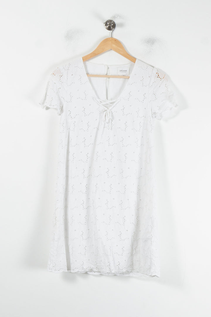 Robe Brodée Blanche - Taille XS/34 de la marque Sézane | PARAD87389 - Vendu par Paradigme - Image 2