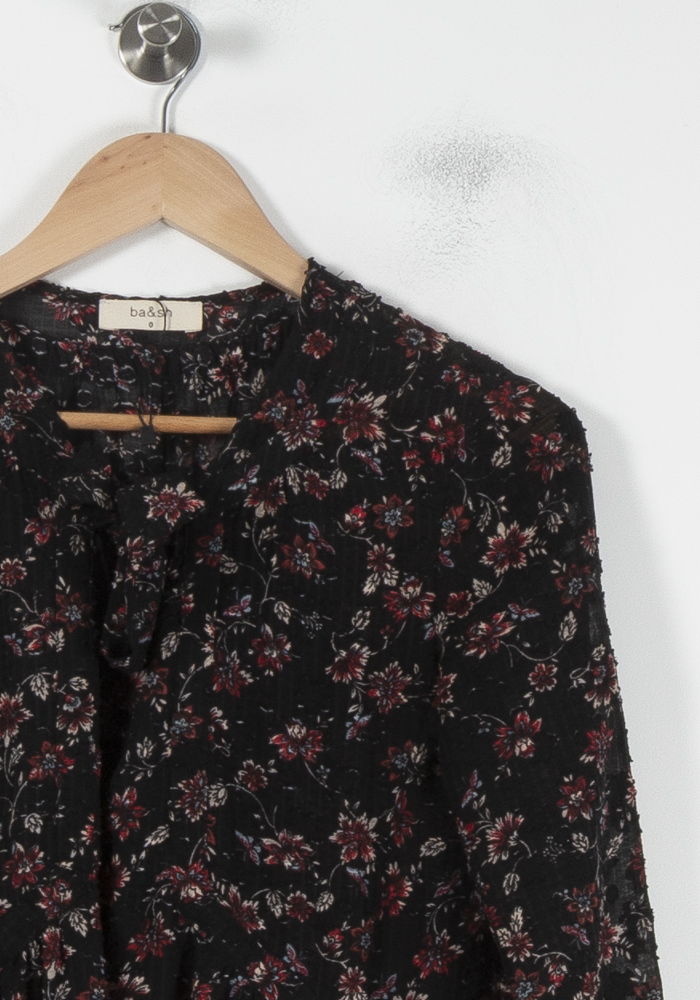 Robe Fleurie Noire et Rouge - Taille XS/34 de la marque ba&sh | PARAD87393 - Vendu par Paradigme - Image 3