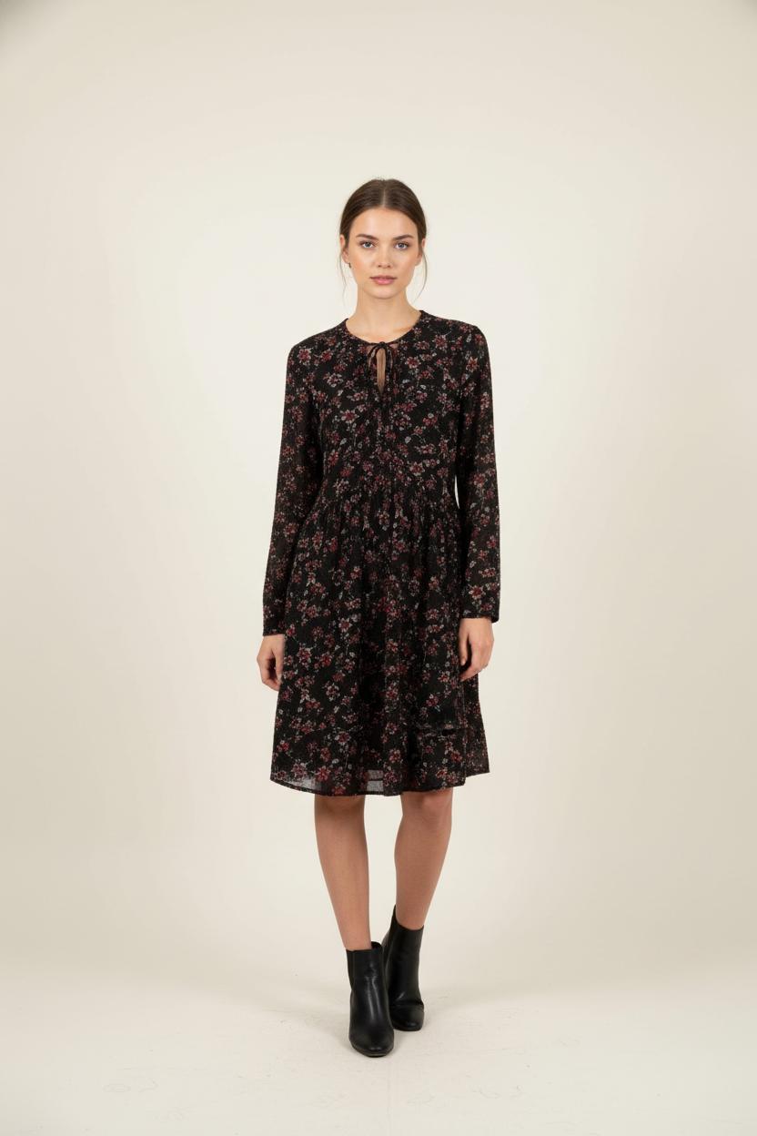 Robe Fleurie Noire et Rouge - Taille XS/34 de la marque ba&sh | PARAD87393 - Vendu par Paradigme - Image 1