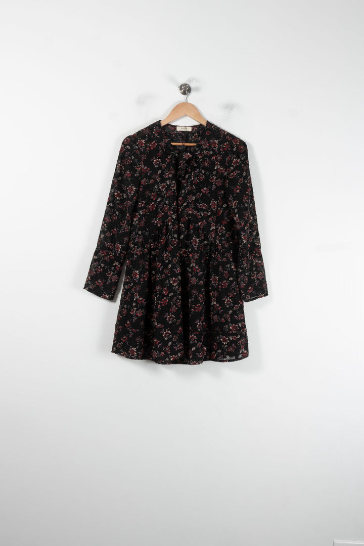 Robe Fleurie Noire et Rouge - Taille XS/34 de la marque ba&sh | PARAD87393 - Vendu par Paradigme - Image 2