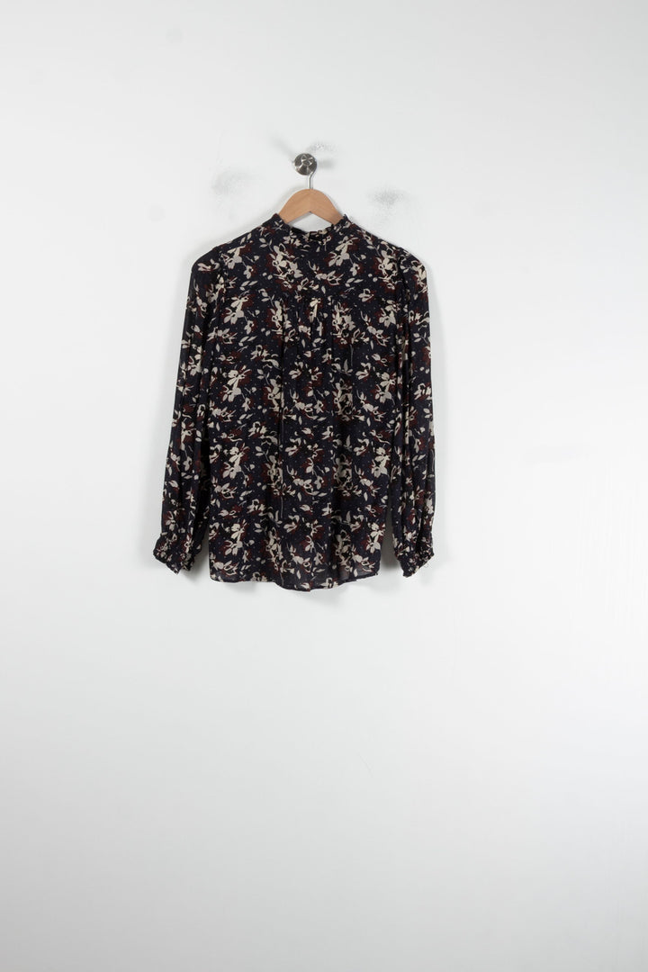 Blouse Fleurie Noire et Blanche - Taille M/38 de la marque Caroll | PARAD87474 - Vendu par Paradigme - Image 4