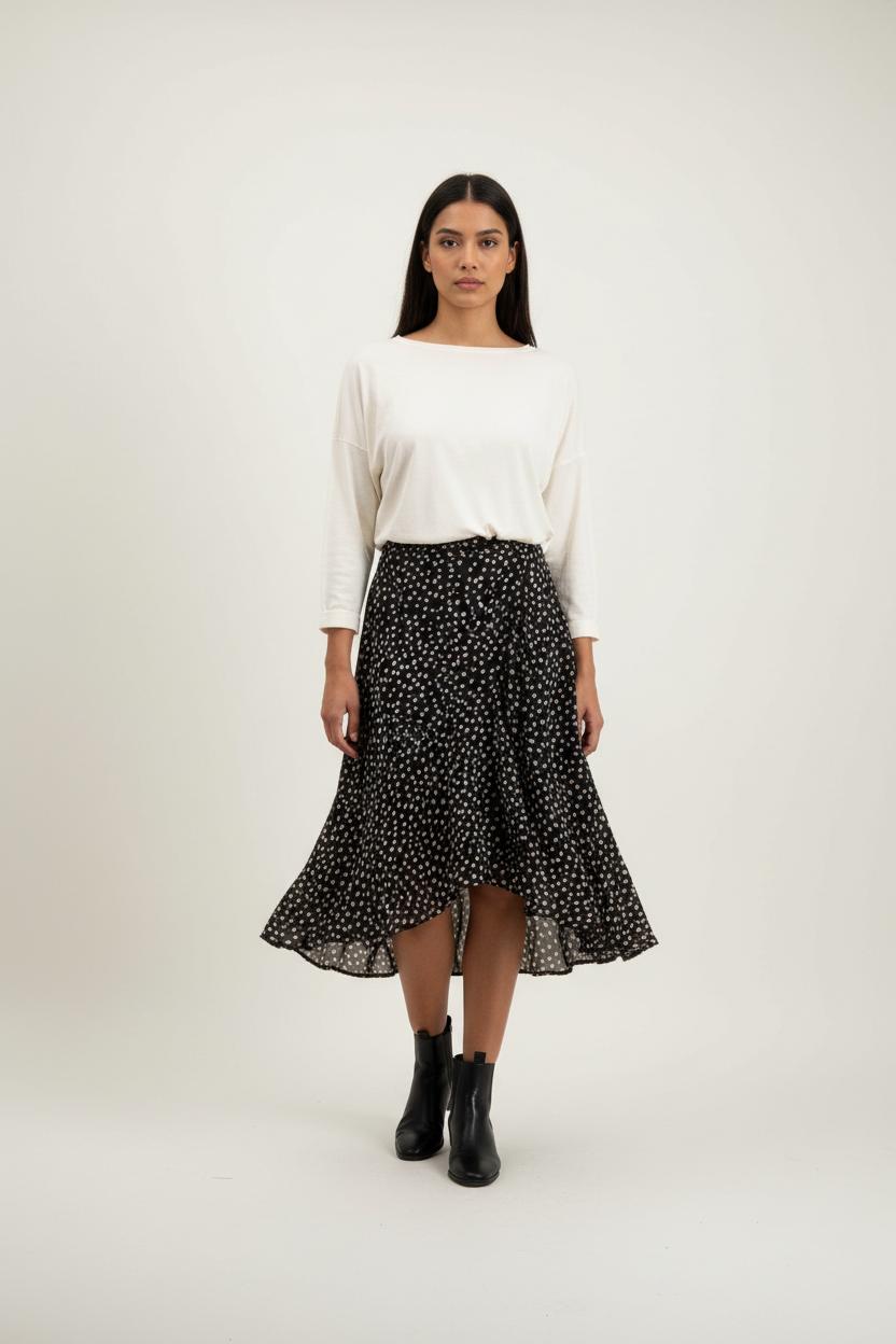 Jupe Midi Noire et Blanche - Taille S/36 de la marque The Kooples | PARAD87769 - Vendu par Paradigme - Image 1