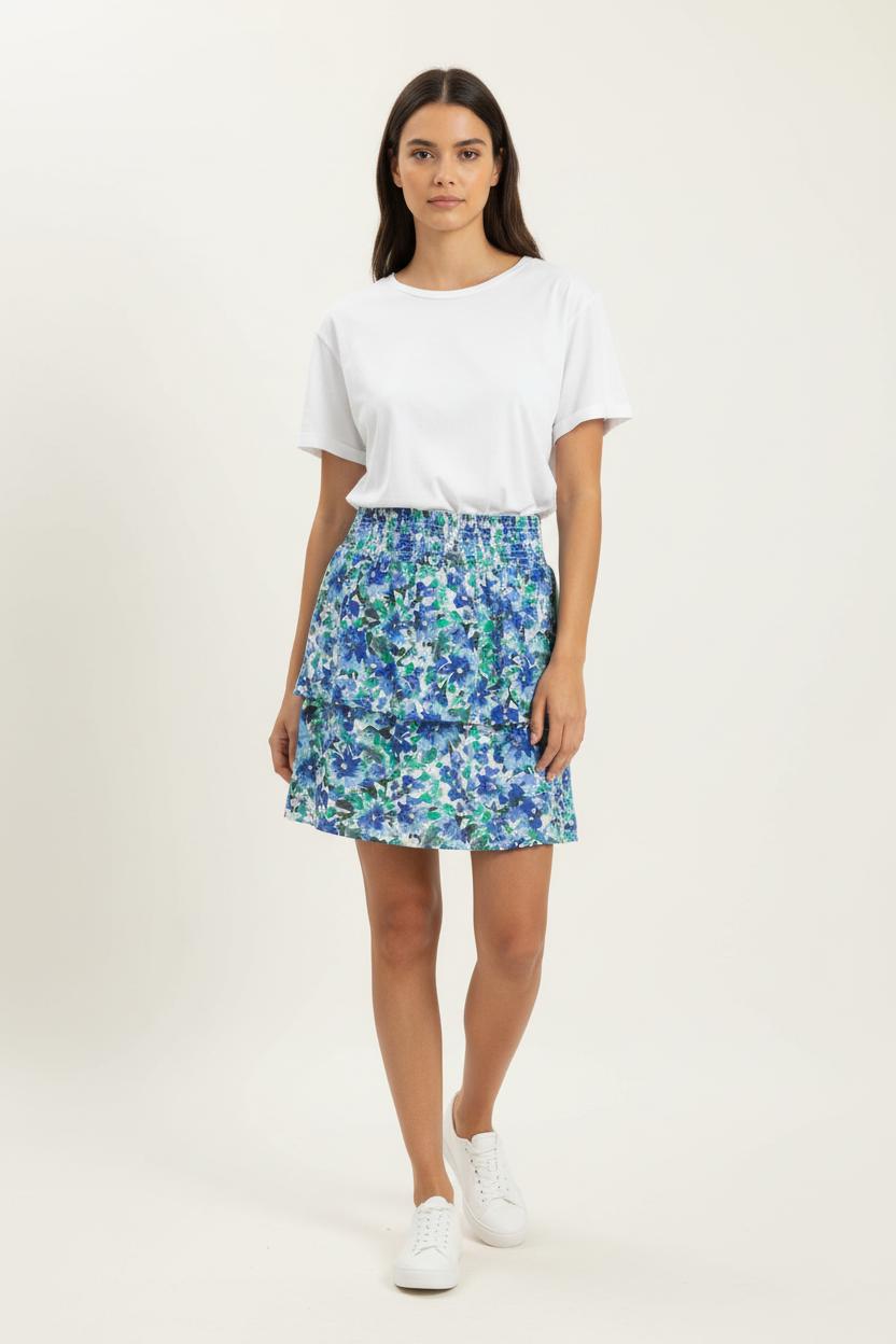 Jupe Fleurie Bleue et Verte - Taille L/40 de la marque Grace & Mila | PARAD87814 - Vendu par Paradigme - Image 1