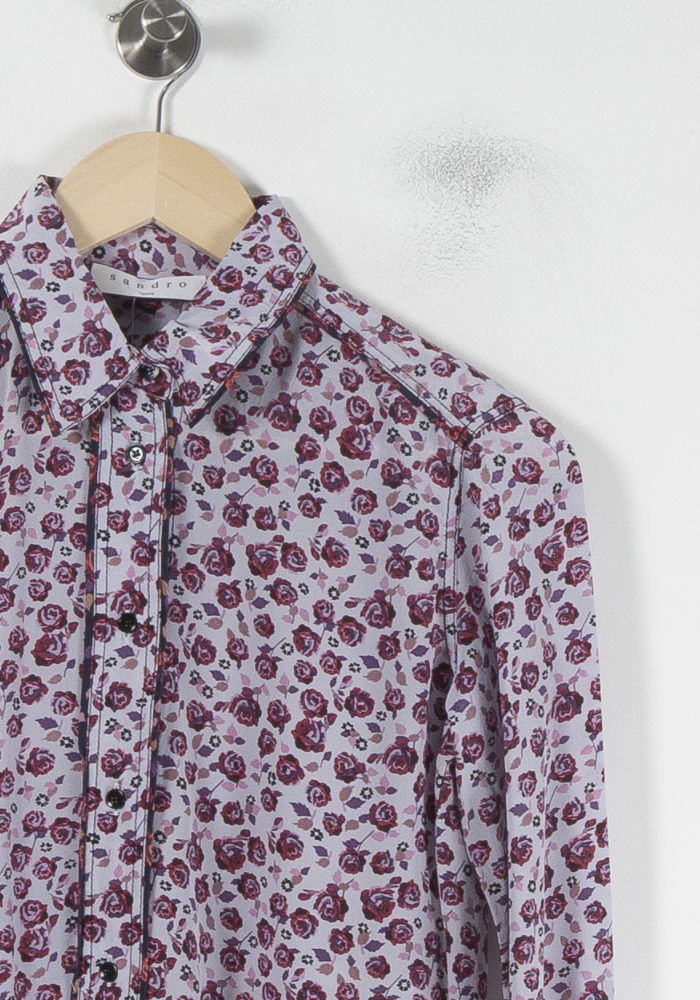 Chemise Fleurie Violette et Noire - Taille S/36 de la marque Sandro | PARAD87836 - Vendu par Paradigme - Image 3