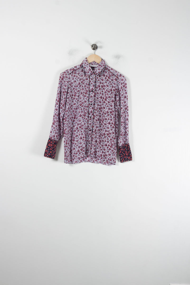 Chemise Fleurie Violette et Noire - Taille S/36 de la marque Sandro | PARAD87836 - Vendu par Paradigme - Image 2