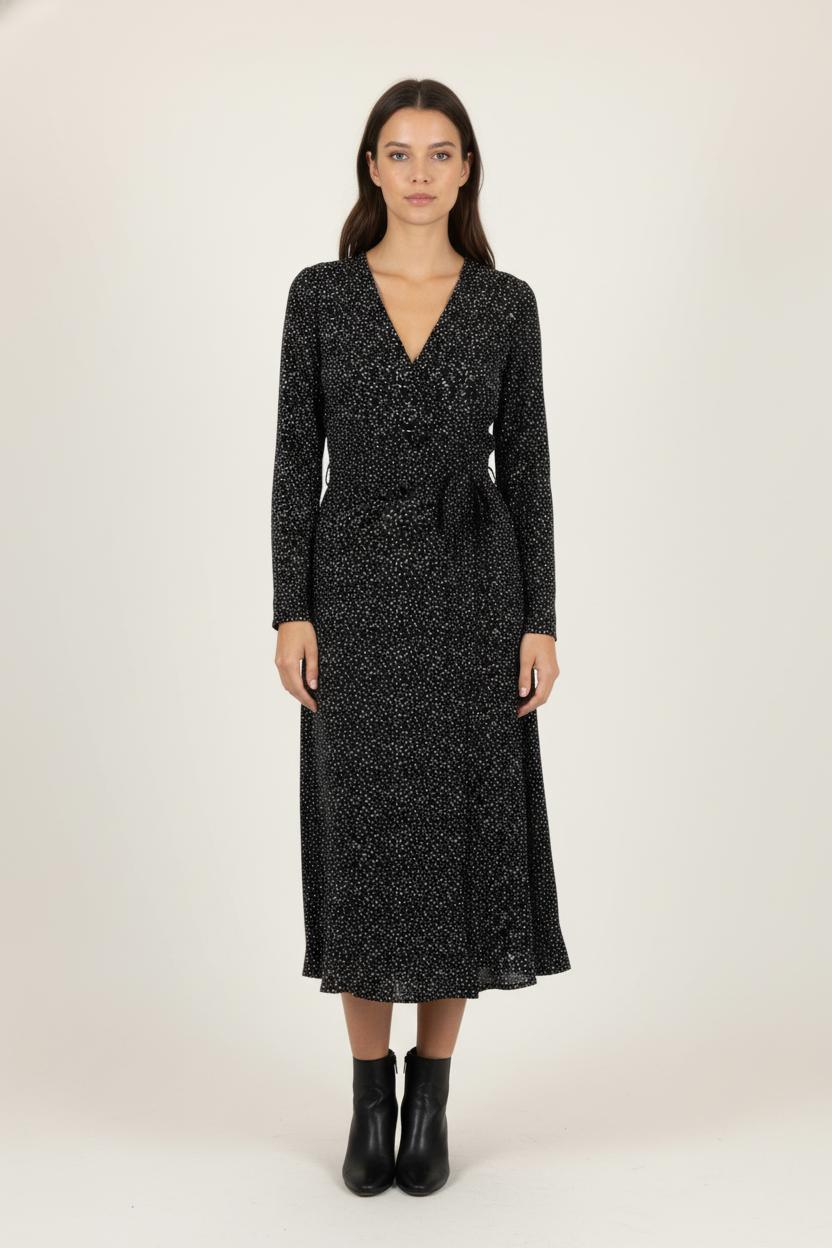 Robe Longue Noire à Pois Blancs - Taille XS/34 de la marque Ines de la Fressange Paris | PARAD87842 - Vendu par Paradigme - Image 1