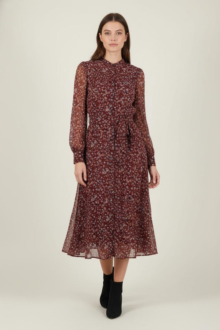 Robe Midi Fleurie Bordeaux - Taille XS/34 de la marque Sézane | PARAD87896 - Vendu par Paradigme - Image 1