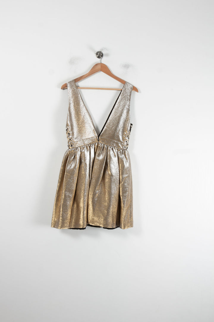 Robe Courte Dorée - Taille M/38 de la marque Sandro | PARAD87942 - Vendu par Paradigme - Image 4