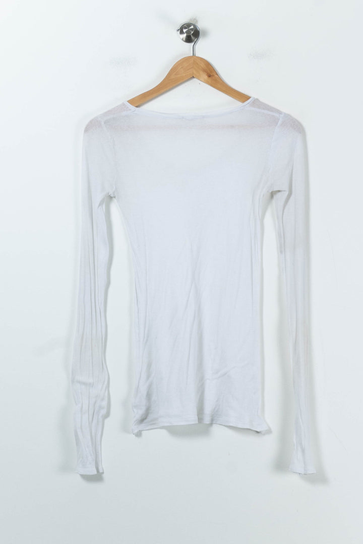 T-shirt Manches Longues Blanc - Taille XS/34 de la marque American Vintage | PARAD88021 - Vendu par Paradigme - Image 4