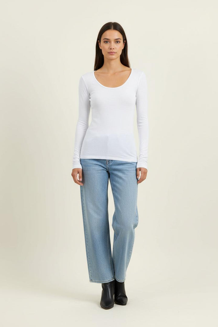 T-shirt Manches Longues Blanc - Taille XS/34 de la marque American Vintage | PARAD88021 - Vendu par Paradigme - Image 1