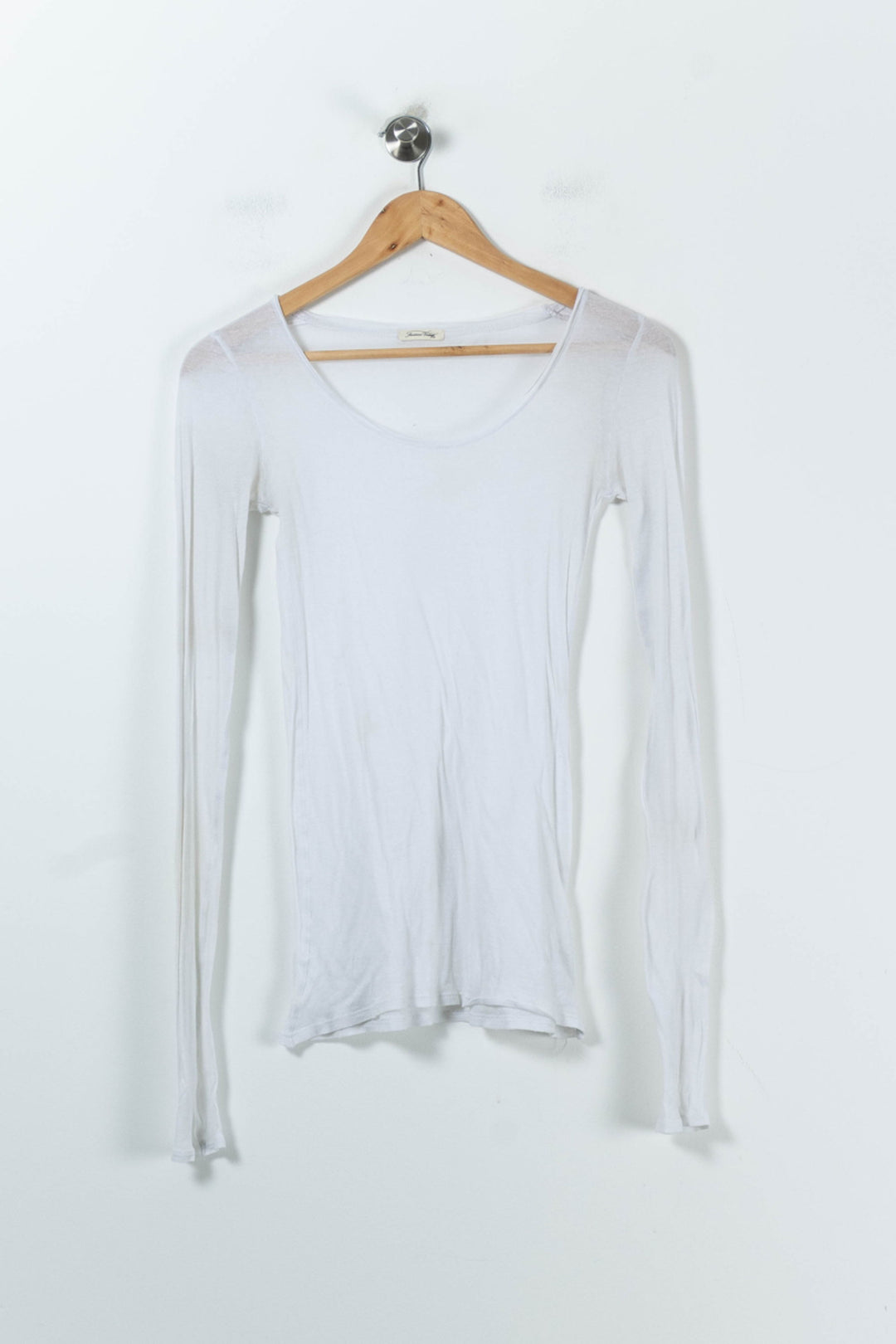T-shirt Manches Longues Blanc - Taille XS/34 de la marque American Vintage | PARAD88021 - Vendu par Paradigme - Image 2