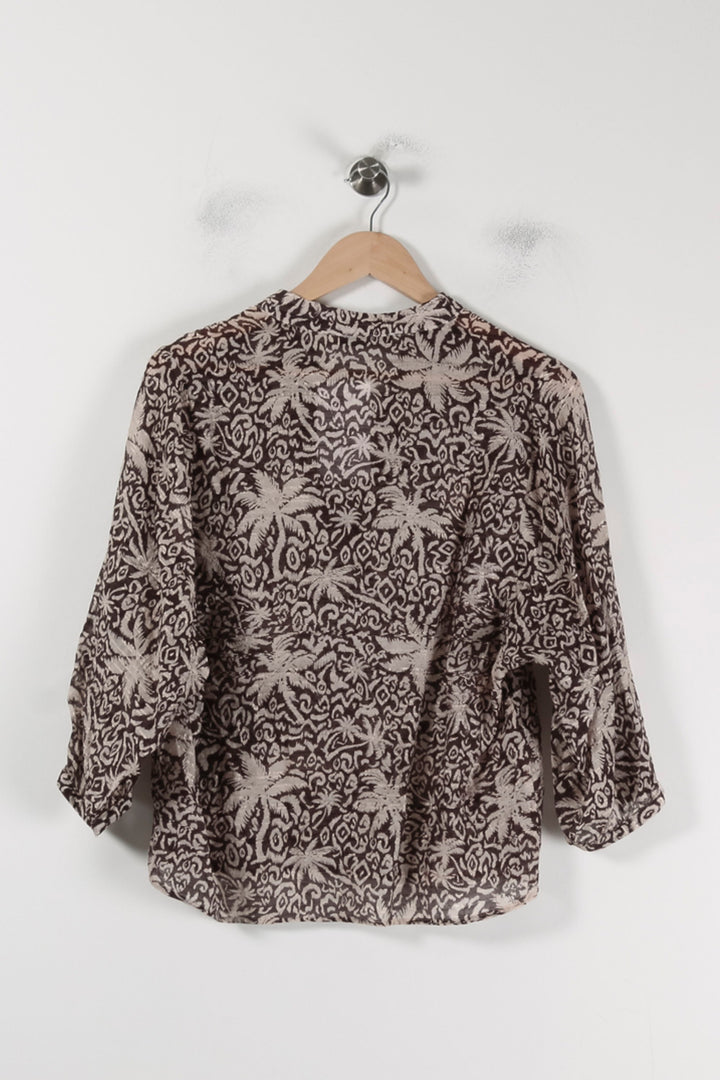Blouse Marron et Beige - Taille M/38 de la marque La Fée Maraboutée | PARAD88046 - Vendu par Paradigme - Image 4