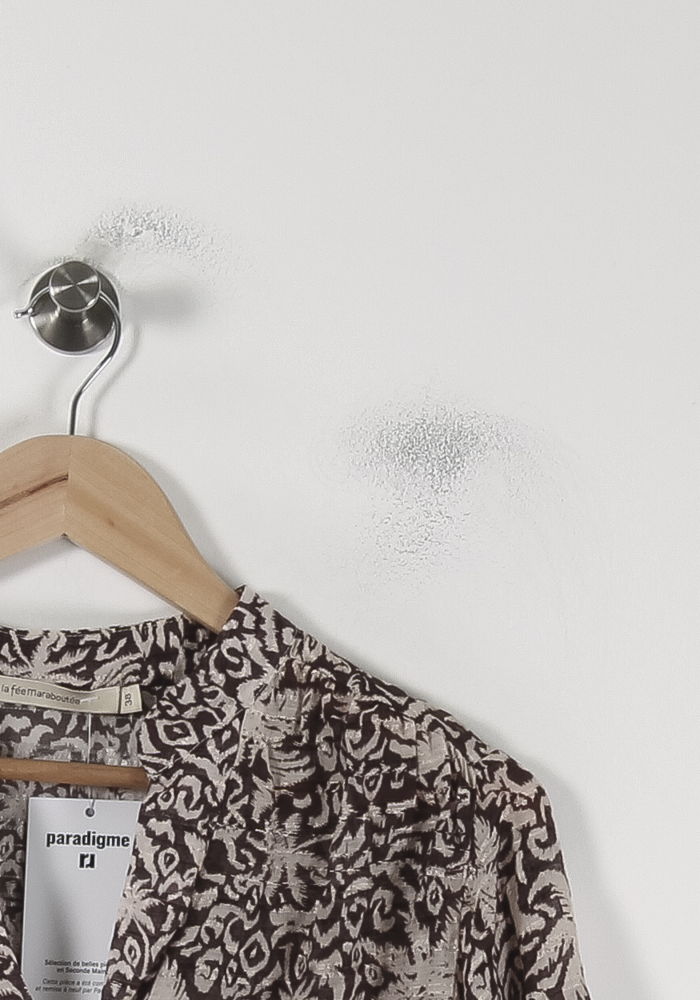 Blouse Marron et Beige - Taille M/38 de la marque La Fée Maraboutée | PARAD88046 - Vendu par Paradigme - Image 3