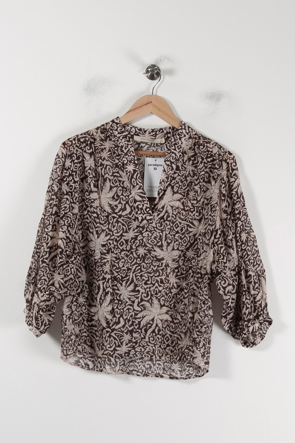 Blouse Marron et Beige - Taille M/38 de la marque La Fée Maraboutée | PARAD88046 - Vendu par Paradigme - Image 2