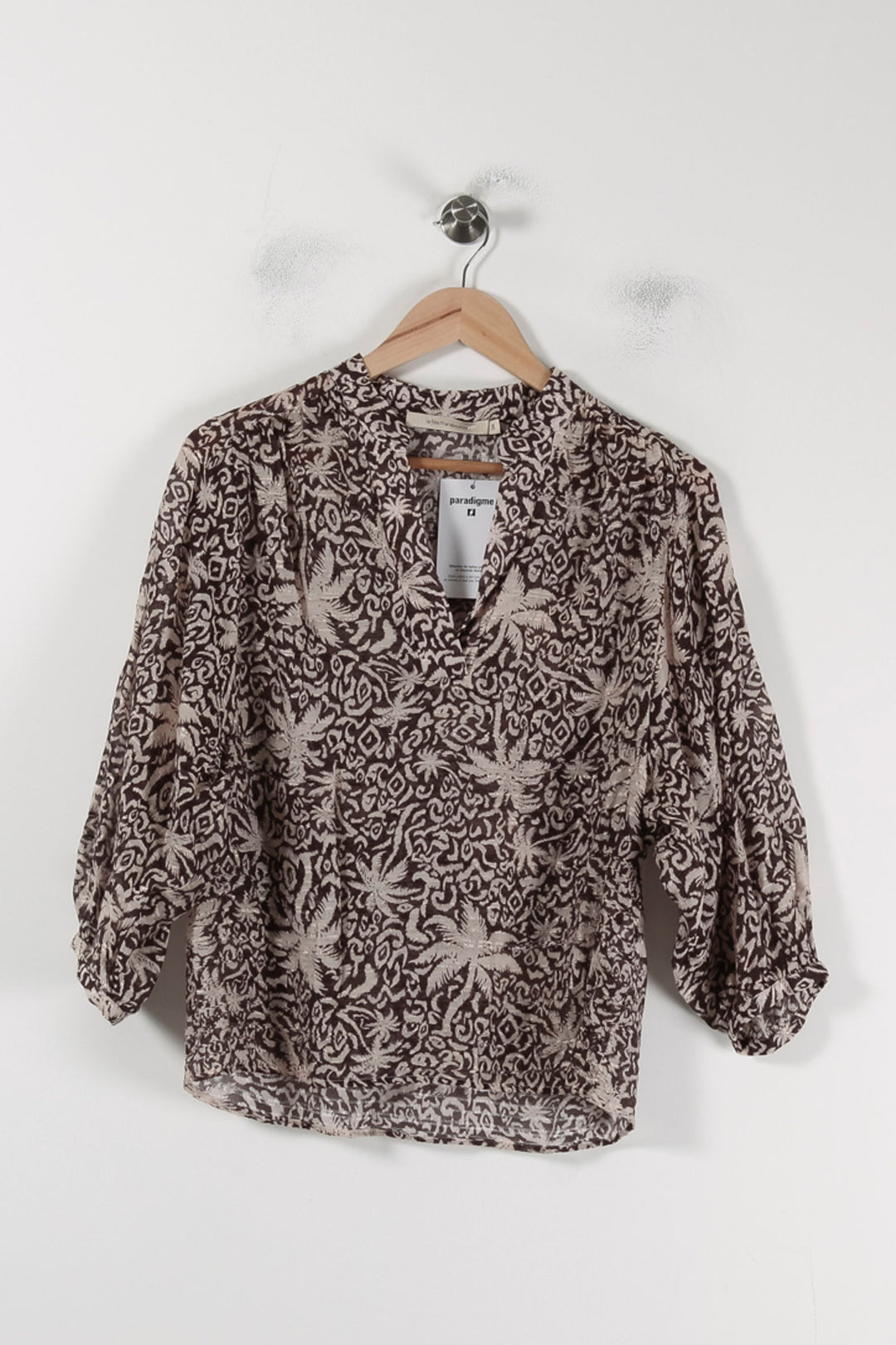 Blouse Marron et Beige - Taille M/38 de la marque La Fée Maraboutée | PARAD88046 - Vendu par Paradigme - Image 2