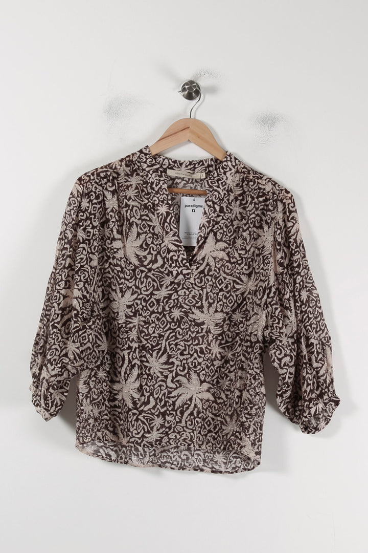 Blouse Marron et Beige - Taille M/38 de la marque La Fée Maraboutée | PARAD88046 - Vendu par Paradigme - Image 2