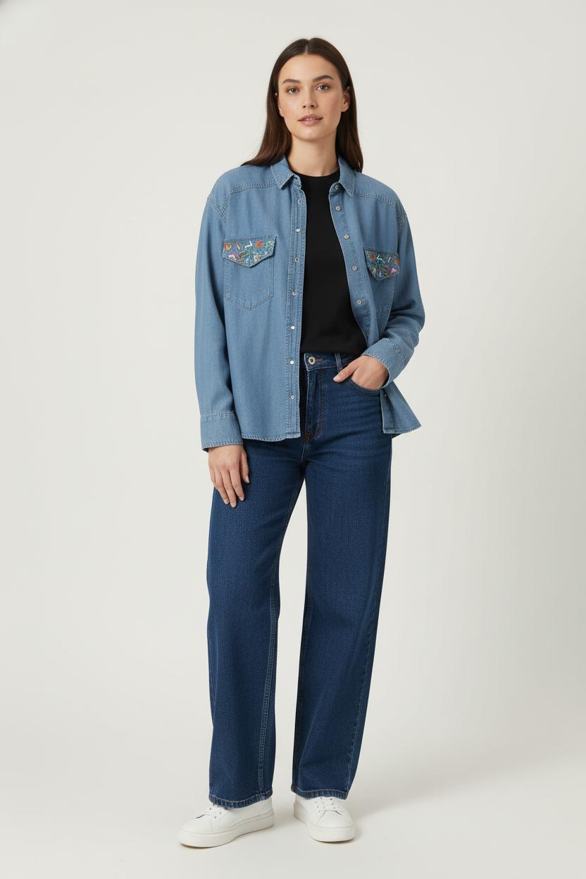 Chemise en Jean Bleue - Taille XS/34 de la marque The Kooples - Sport | PARAD88049 - Vendu par Paradigme - Image 1
