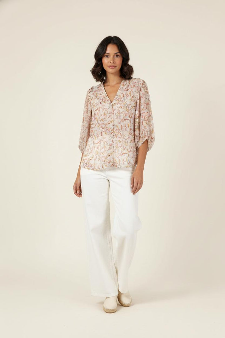 Blouse Imprimée Beige et Marron - Taille M/38 de la marque Grace & Mila | PARAD88076 - Vendu par Paradigme - Image 1