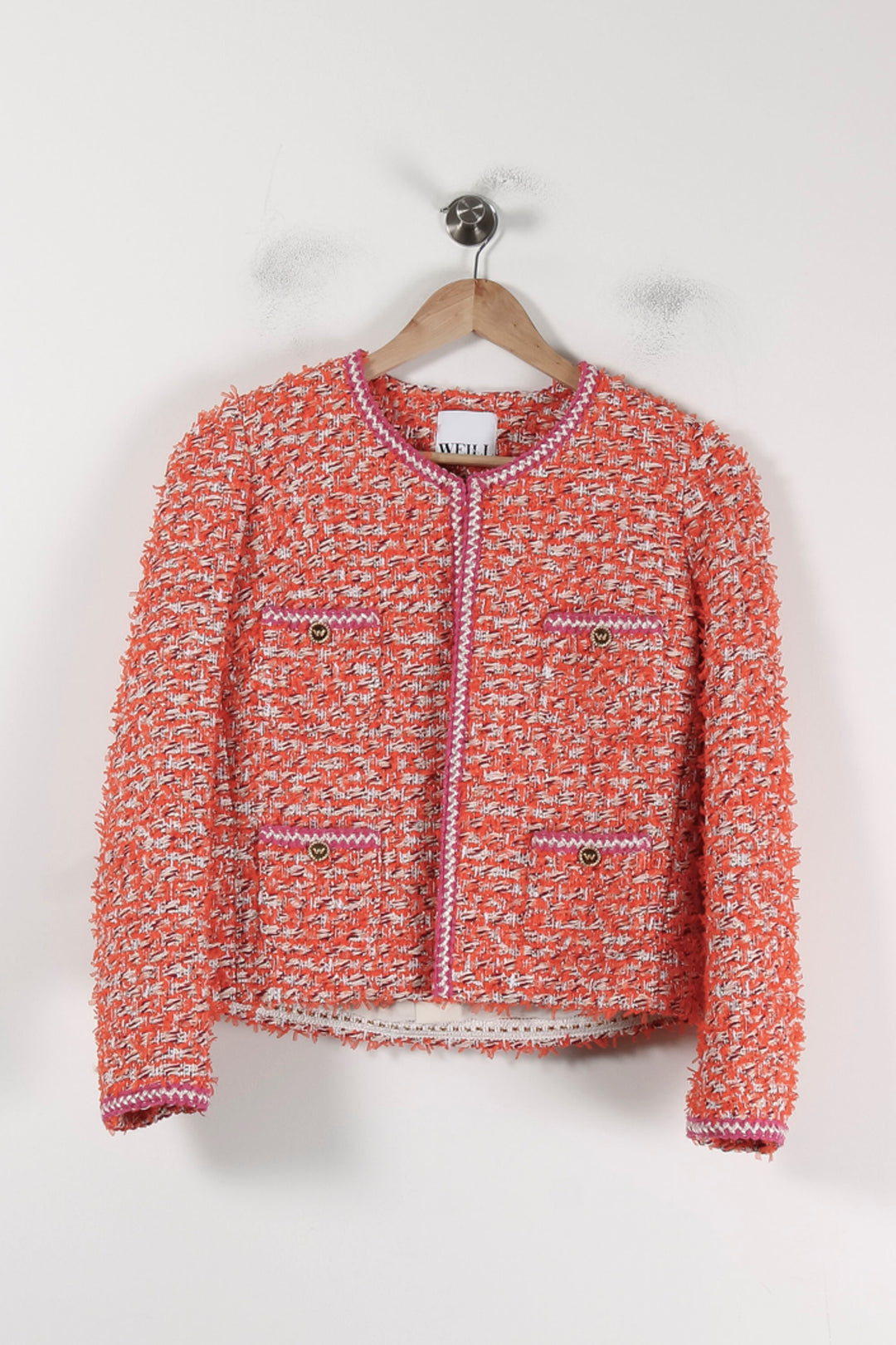 Veste Courte en Tweed Orange et Rose - Taille S/36 de la marque Weill | PARAD88089 - Vendu par Paradigme - Image 2