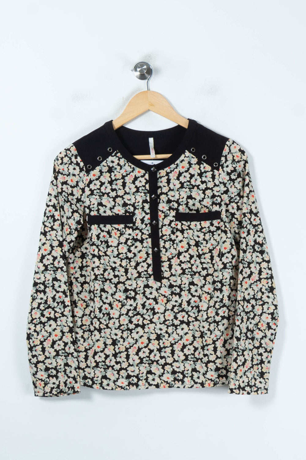 Blouse Fleurie Noire et Blanche - Taille XS/34 de la marque I.Code | PARAD88116 - Vendu par Paradigme - Image 2