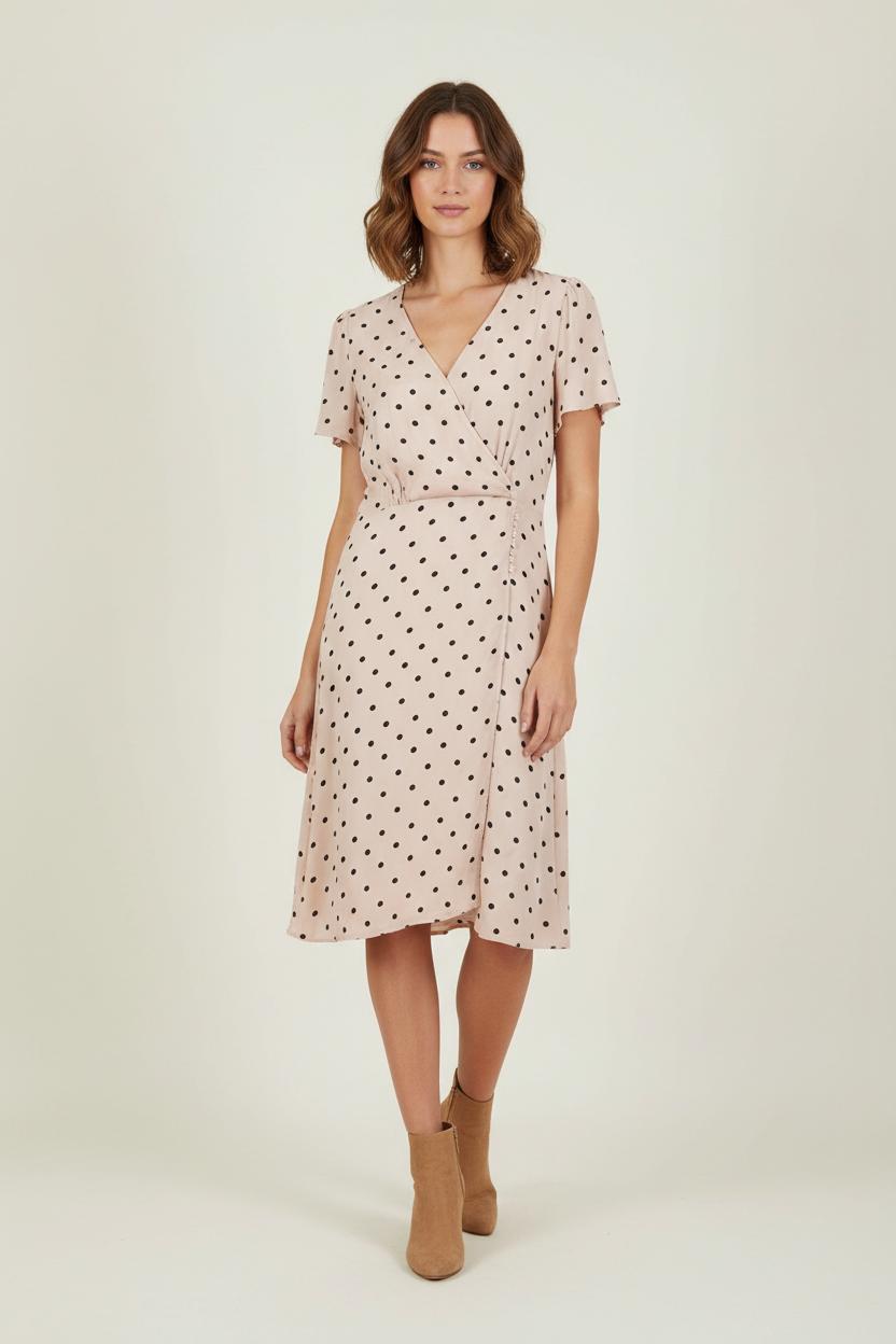 Robe Portefeuille Beige et Noir - Taille L/40 de la marque Pablo | PARAD88238 - Vendu par Paradigme - Image 1