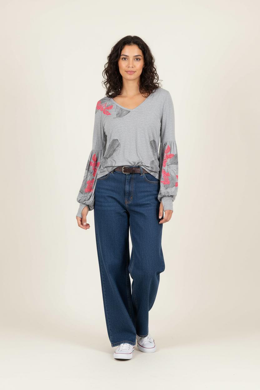 Blouse Grise et Rouge - Taille L/40 de la marque Replay | PARAD88251 - Vendu par Paradigme - Image 1