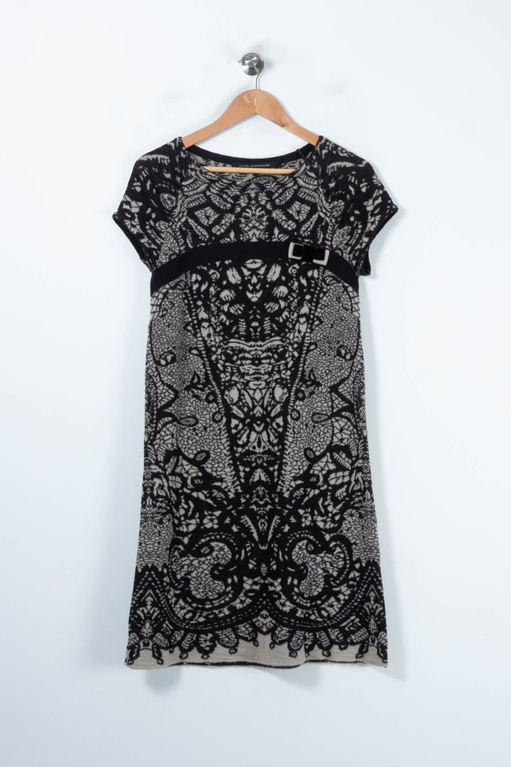 Robe Noire et Beige - Taille M/38 de la marque La Fée Maraboutée | PARAD88290 - Vendu par Paradigme - Image 2