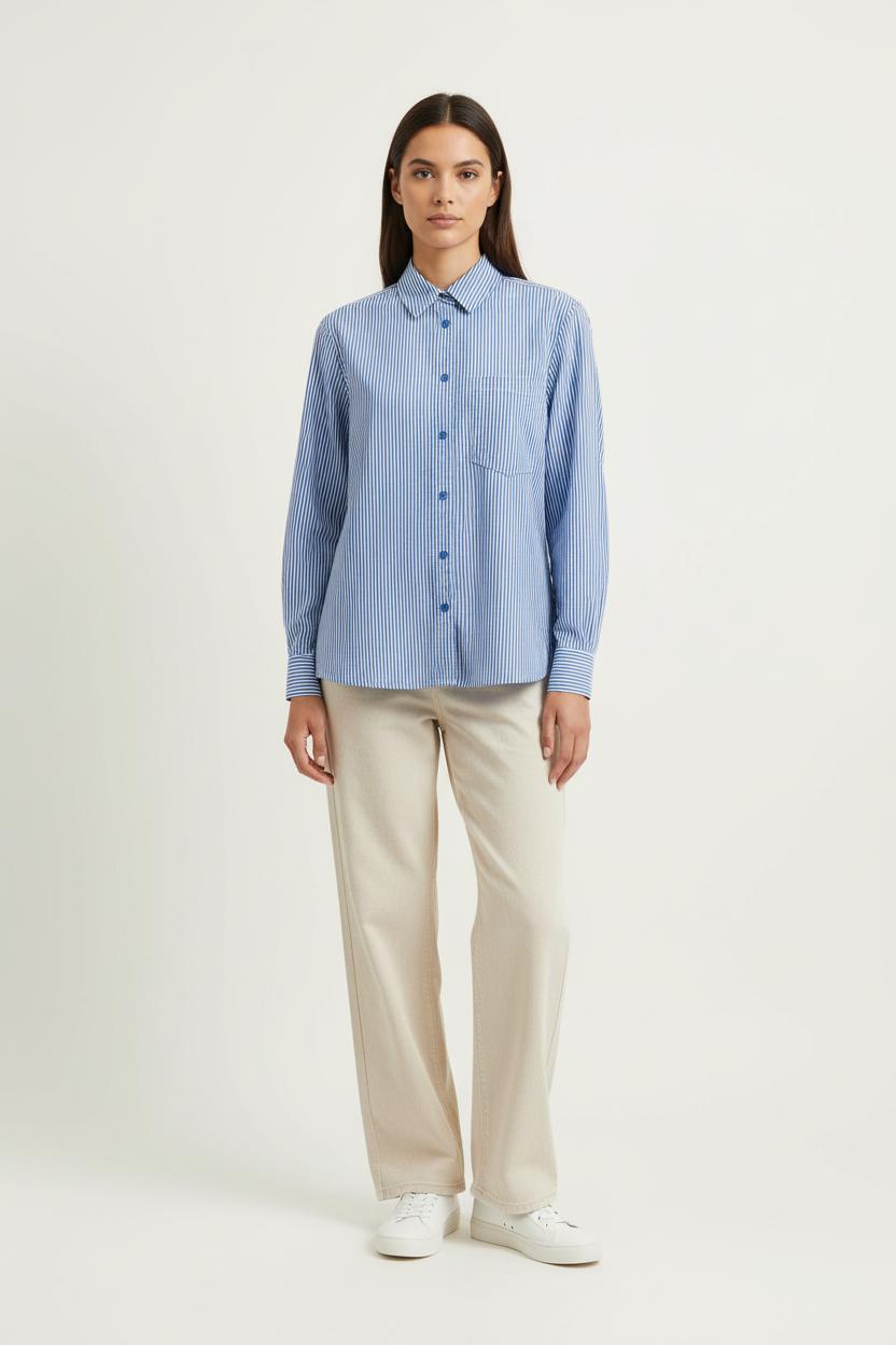 Chemise Rayée Bleue et Blanche - Taille XS/34 de la marque La Fée Maraboutée | PARAD88291 - Vendu par Paradigme - Image 1