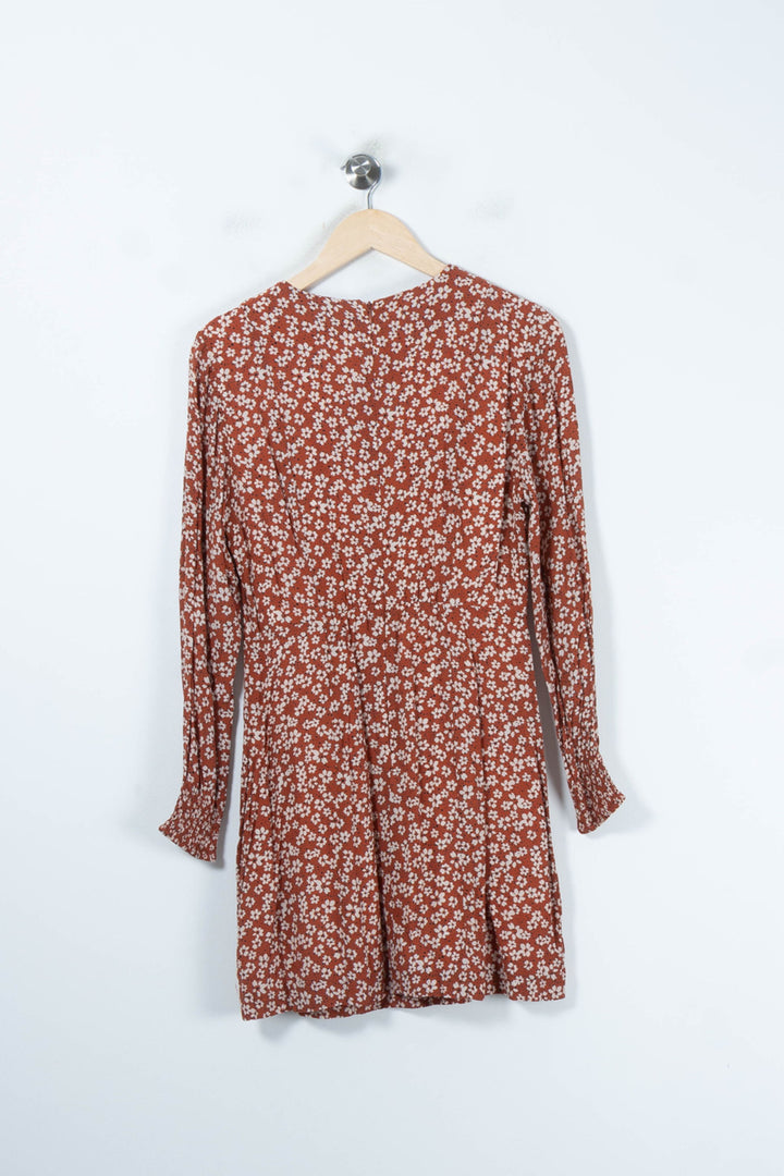 Robe Fleurie Marron et Blanche - Taille M/38 de la marque Kookai | PARAD88292 - Vendu par Paradigme - Image 4