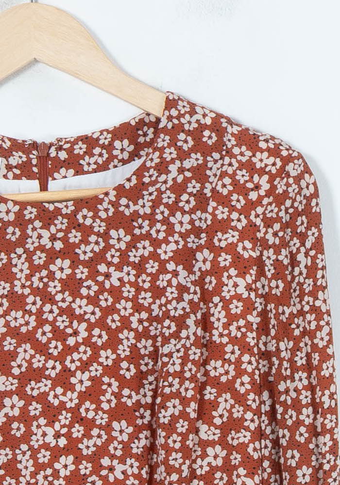 Robe Fleurie Marron et Blanche - Taille M/38 de la marque Kookai | PARAD88292 - Vendu par Paradigme - Image 3