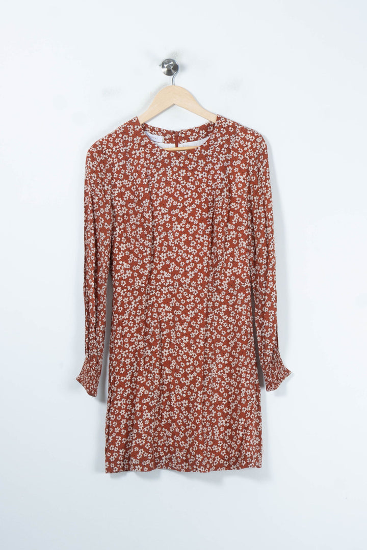 Robe Fleurie Marron et Blanche - Taille M/38 de la marque Kookai | PARAD88292 - Vendu par Paradigme - Image 2