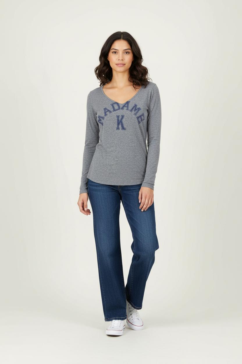 Tee-shirt Manches Longues Gris - Taille S/36 de la marque Kookai | PARAD88298 - Vendu par Paradigme - Image 1