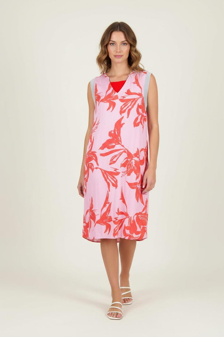 Robe Midi Rose et Rouge - Taille L/40 de la marque One Step | PARAD88323 - Vendu par Paradigme - Image 1