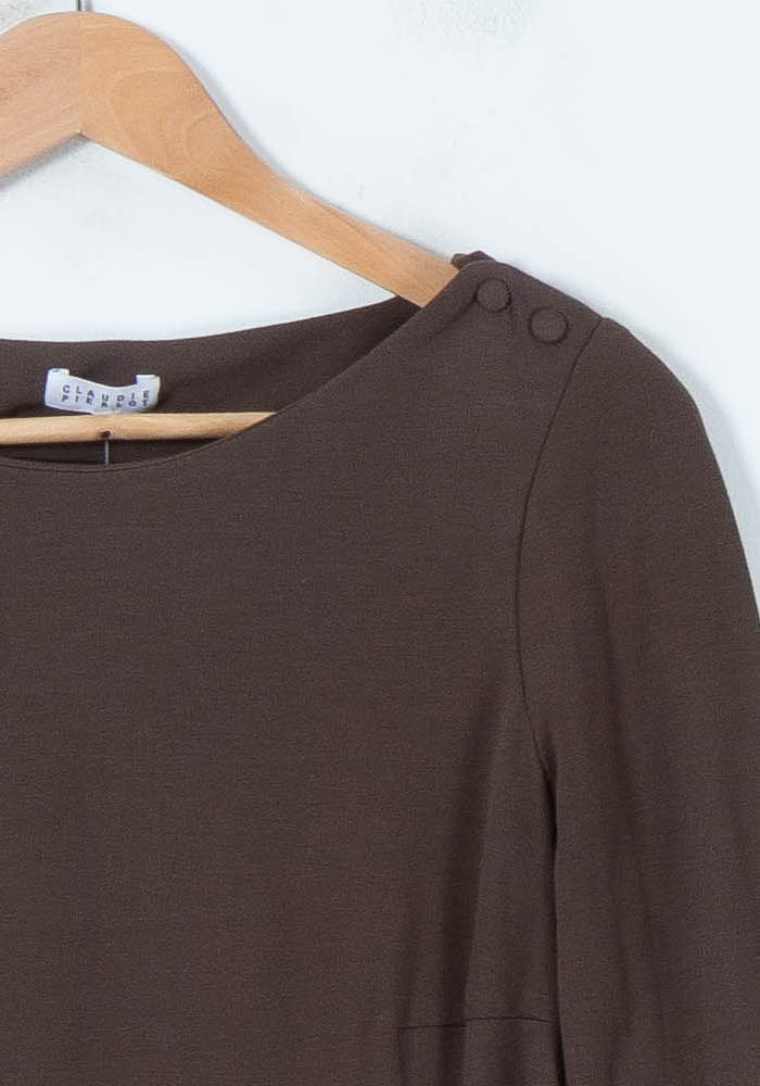 Robe Midi Marron - Taille M/38 de la marque Claudie Pierlot | PARAD88330 - Vendu par Paradigme - Image 3