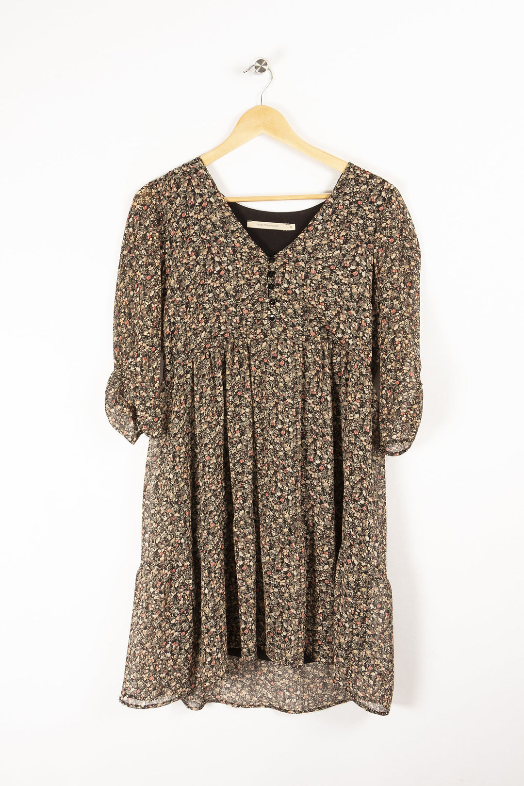 Short printed long-sleeved dress - M/38