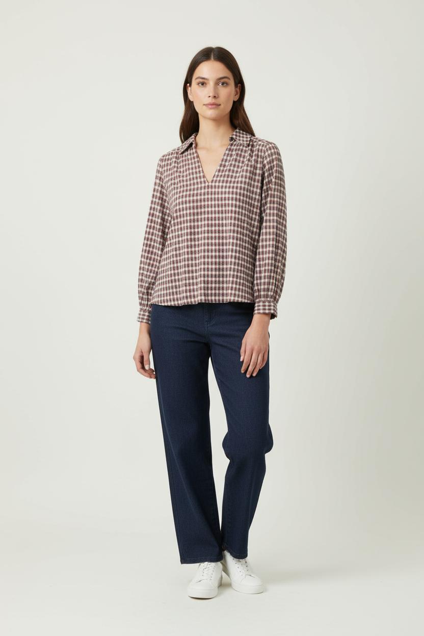 Blouse Marron et Blanche - Taille L/40 de la marque Léon & Harper | PARAD88351 - Vendu par Paradigme - Image 1