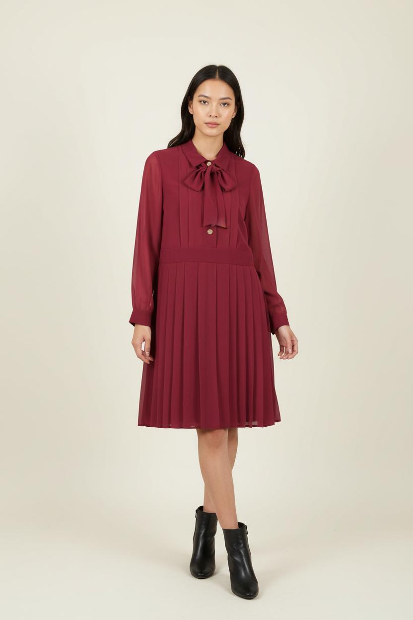 Robe Plissée Bordeaux - Taille M/38 de la marque Weill | PARAD88393 - Vendu par Paradigme - Image 1