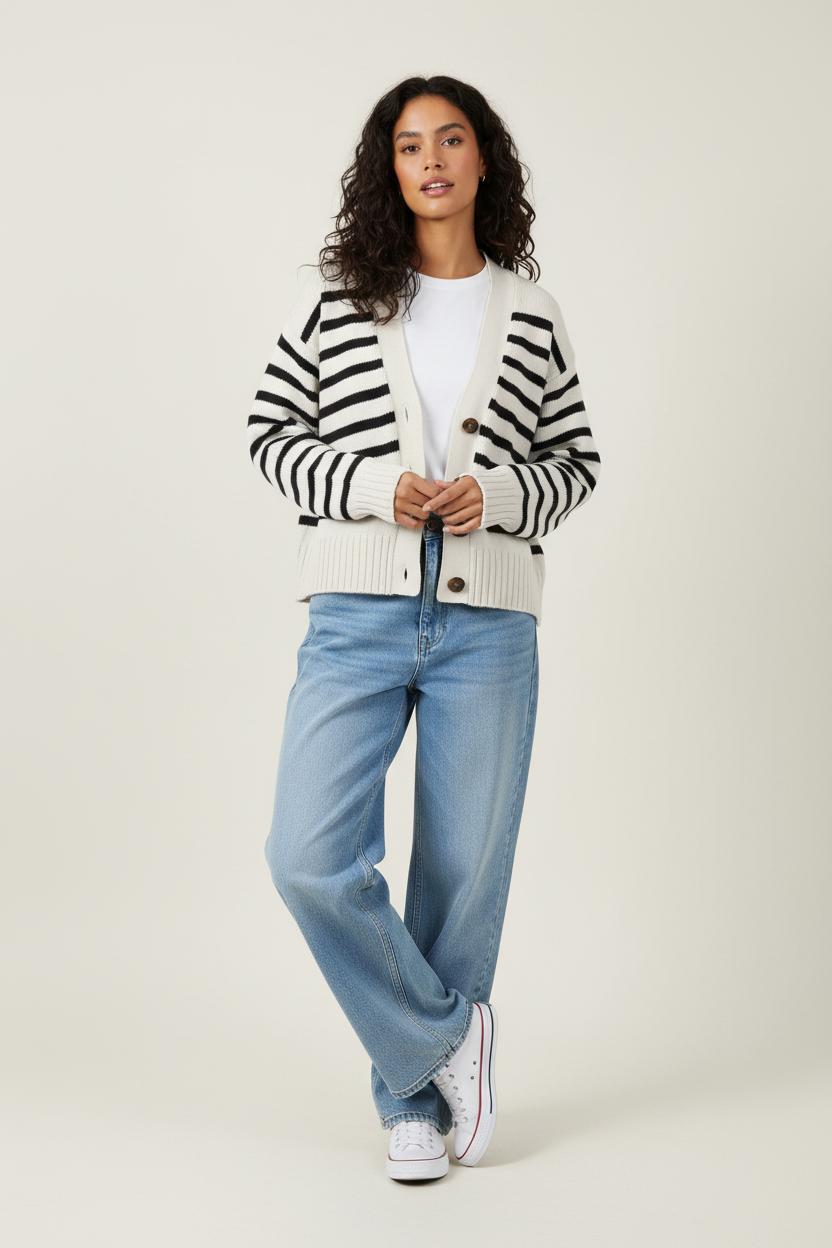 Cardigan Beige et Noir - Taille M/38 de la marque Sézane | PARAD88397 - Vendu par Paradigme - Image 1