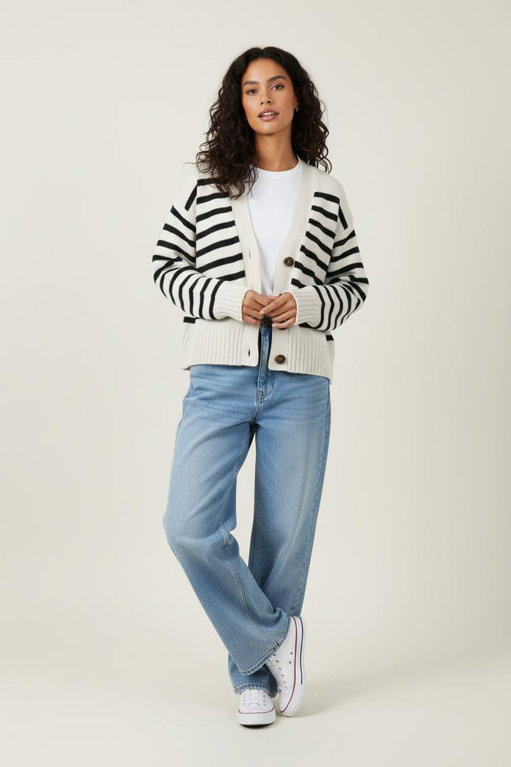 Cardigan Beige et Noir - Taille M/38 de la marque Sézane | PARAD88397 - Vendu par Paradigme - Image 1