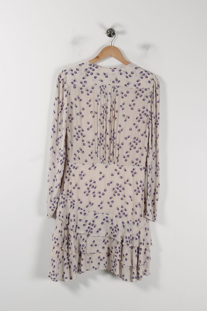 Robe Fleurie Beige et Violette - Taille M/38 de la marque ZAPA | PARAD88403 - Vendu par Paradigme - Image 4