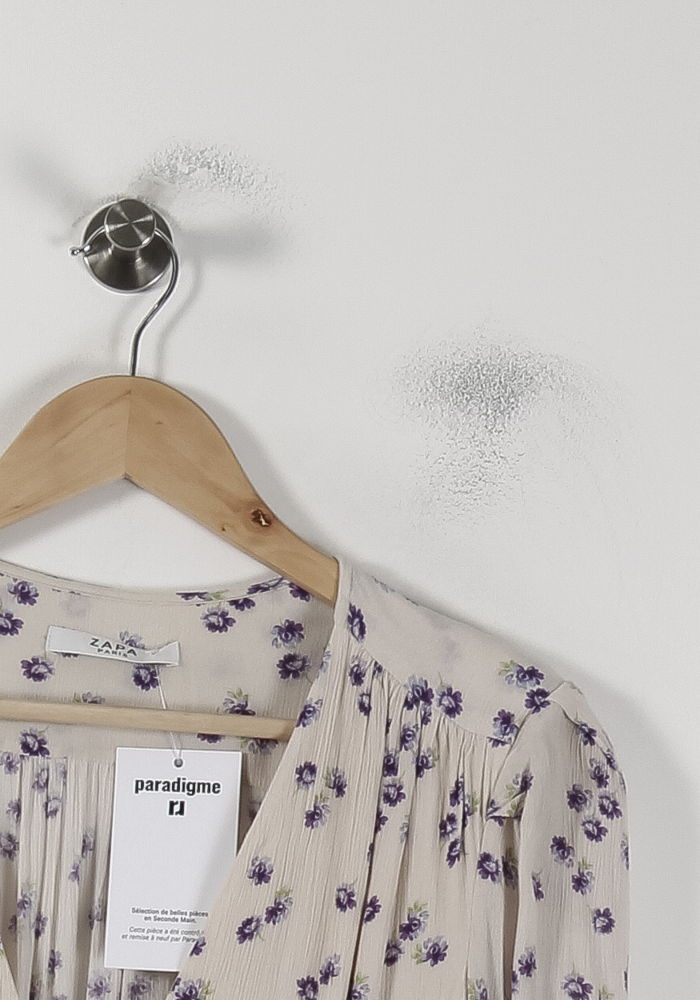 Robe Fleurie Beige et Violette - Taille M/38 de la marque ZAPA | PARAD88403 - Vendu par Paradigme - Image 3